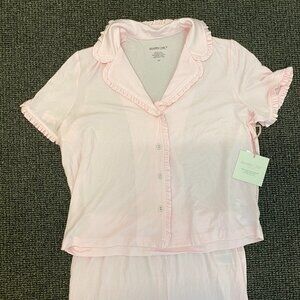 New Never Worn Pajama Set! Shabby Chic Pink Peter Pan Collar Sleepwear / Size S